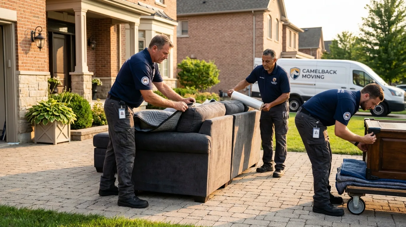 Large estate moving crew wrapping furniture in East Saint Louis, IL