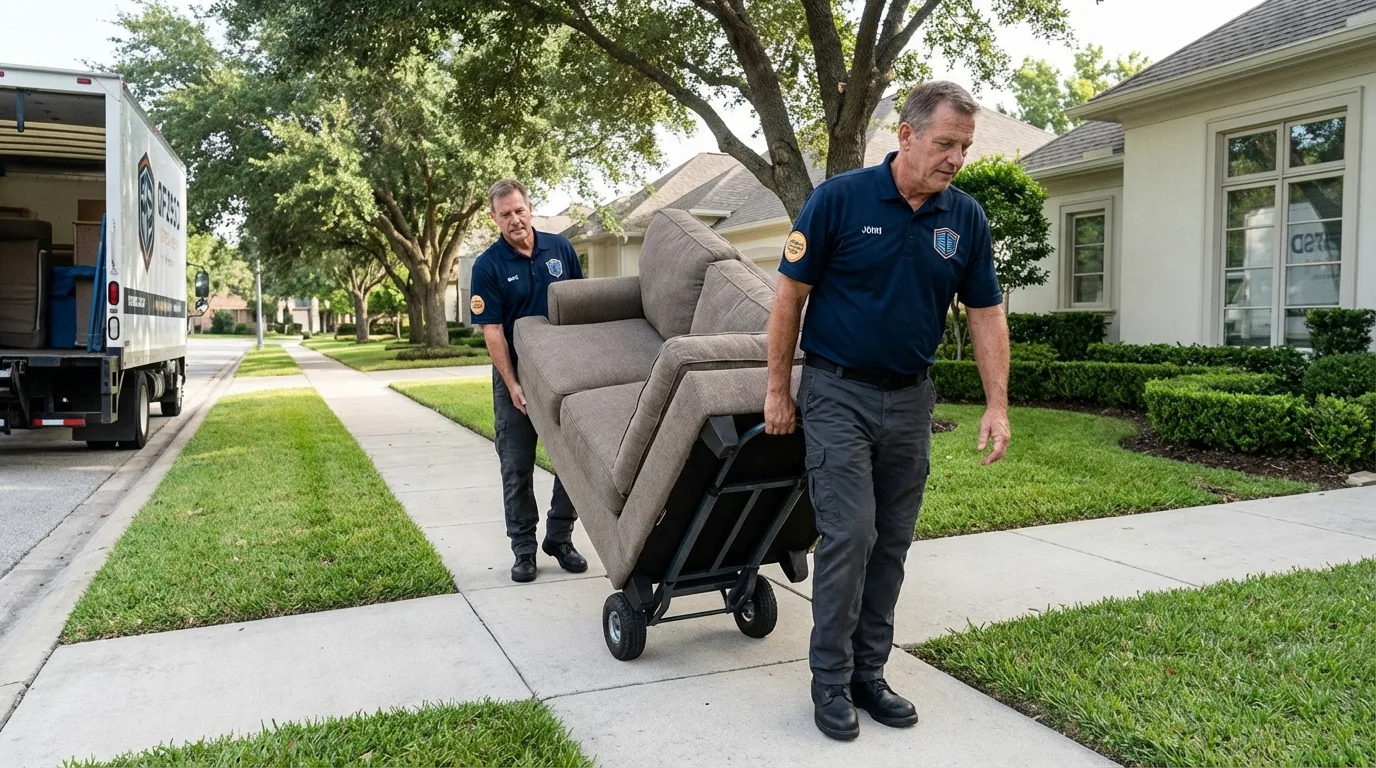 Local residential moving crew loading furniture in East Saint Louis, IL