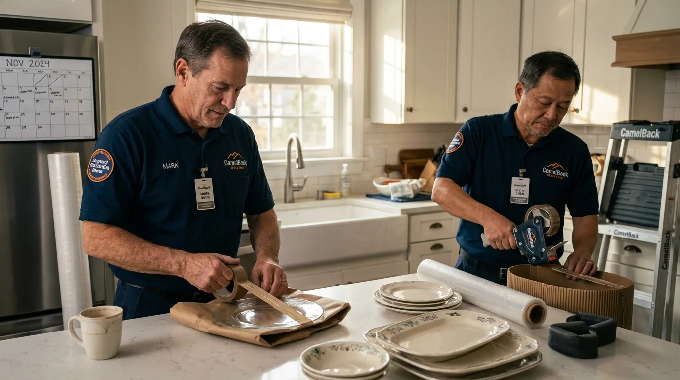 Professional crew packing kitchen dishware in East Saint Louis, IL